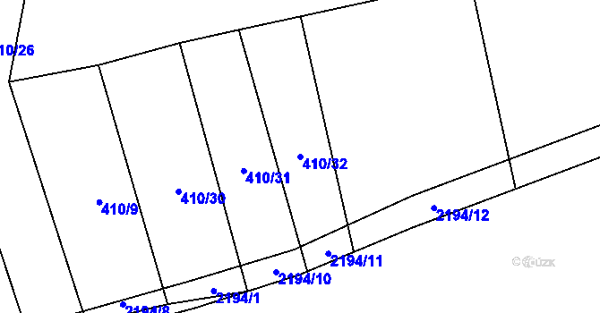 Parcela st. 410/32 v KÚ Žichlice u Hromnic, Katastrální mapa