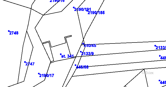 Parcela st. 410/45 v KÚ Žichlice u Hromnic, Katastrální mapa