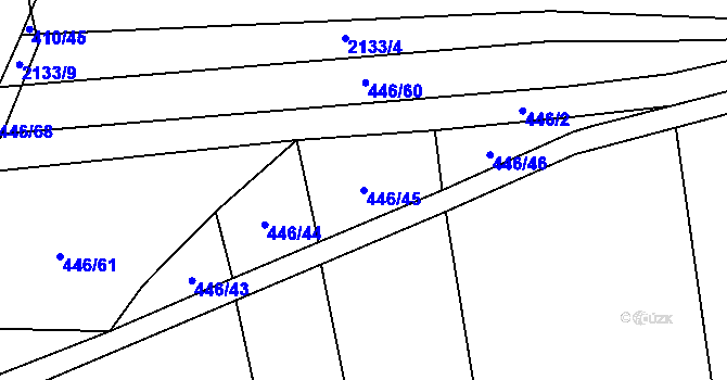 Parcela st. 446/45 v KÚ Žichlice u Hromnic, Katastrální mapa
