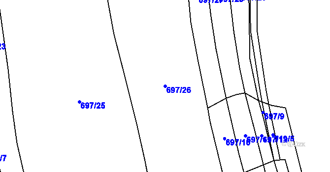 Parcela st. 697/26 v KÚ Žichlice u Hromnic, Katastrální mapa