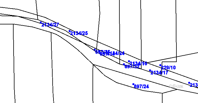 Parcela st. 697/34 v KÚ Žichlice u Hromnic, Katastrální mapa