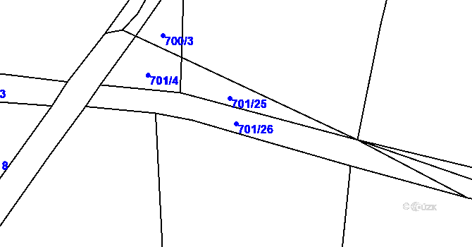 Parcela st. 701/26 v KÚ Žichlice u Hromnic, Katastrální mapa