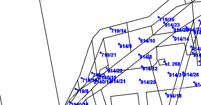 Parcela st. 719/21 v KÚ Žichlice u Hromnic, Katastrální mapa