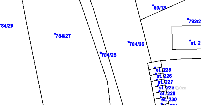 Parcela st. 784/25 v KÚ Žichlice u Hromnic, Katastrální mapa