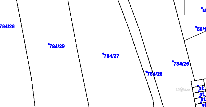 Parcela st. 784/27 v KÚ Žichlice u Hromnic, Katastrální mapa