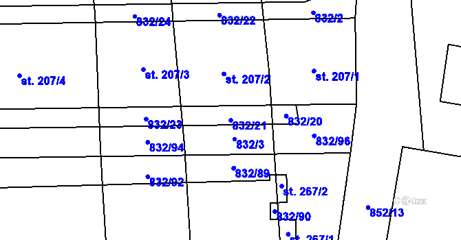 Parcela st. 832/21 v KÚ Žichlice u Hromnic, Katastrální mapa