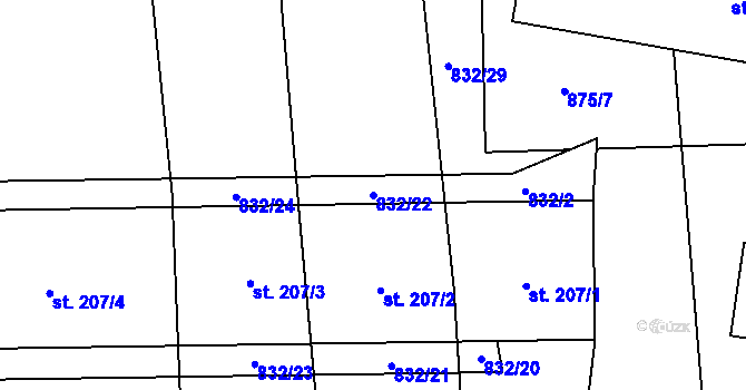 Parcela st. 832/22 v KÚ Žichlice u Hromnic, Katastrální mapa