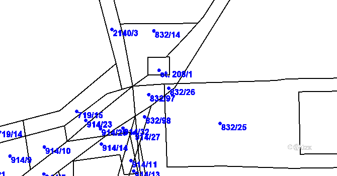 Parcela st. 832/26 v KÚ Žichlice u Hromnic, Katastrální mapa