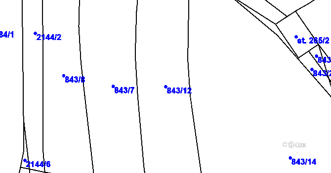 Parcela st. 843/12 v KÚ Žichlice u Hromnic, Katastrální mapa