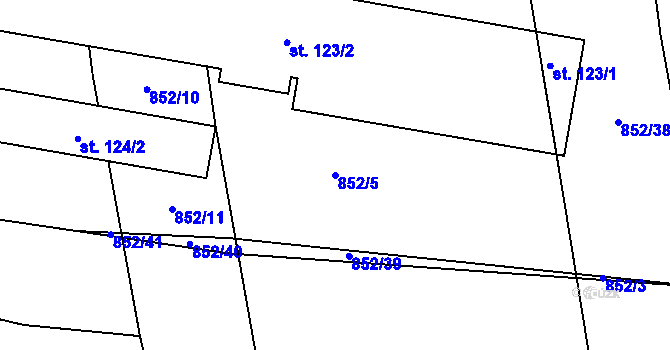 Parcela st. 852/5 v KÚ Žichlice u Hromnic, Katastrální mapa