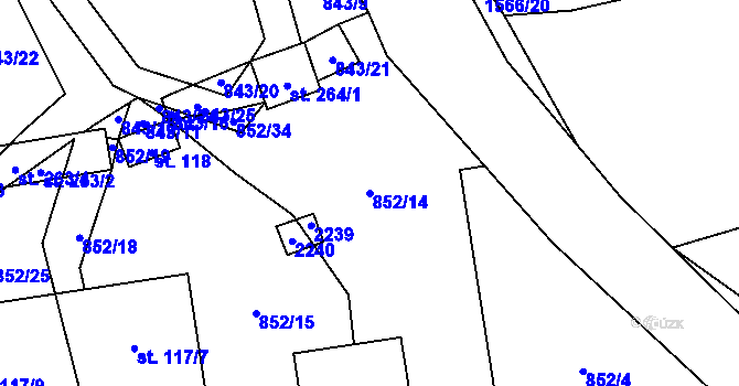 Parcela st. 852/14 v KÚ Žichlice u Hromnic, Katastrální mapa