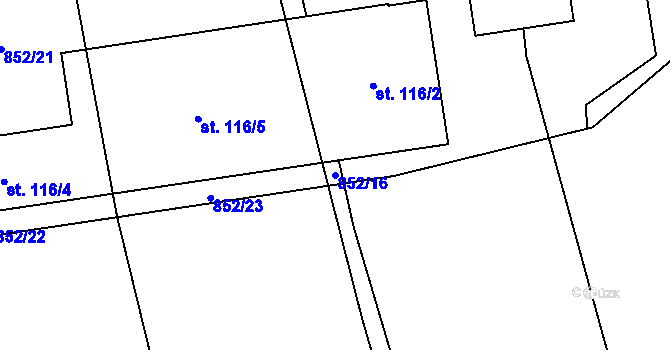 Parcela st. 852/16 v KÚ Žichlice u Hromnic, Katastrální mapa