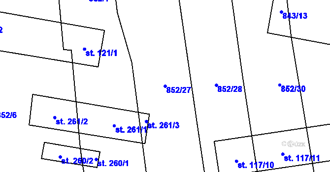 Parcela st. 852/27 v KÚ Žichlice u Hromnic, Katastrální mapa