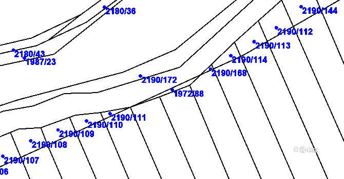 Parcela st. 1972/88 v KÚ Žichlice u Hromnic, Katastrální mapa