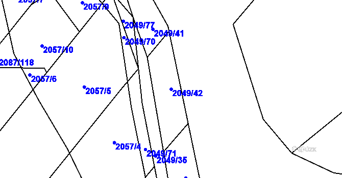 Parcela st. 2049/42 v KÚ Žichlice u Hromnic, Katastrální mapa