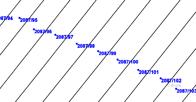 Parcela st. 2087/99 v KÚ Žichlice u Hromnic, Katastrální mapa