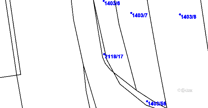 Parcela st. 2118/17 v KÚ Žichlice u Hromnic, Katastrální mapa