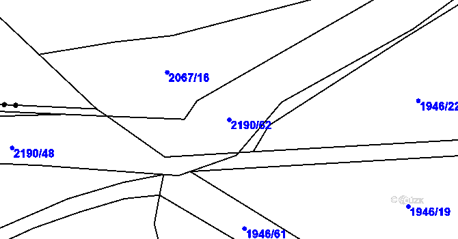 Parcela st. 2190/62 v KÚ Žichlice u Hromnic, Katastrální mapa