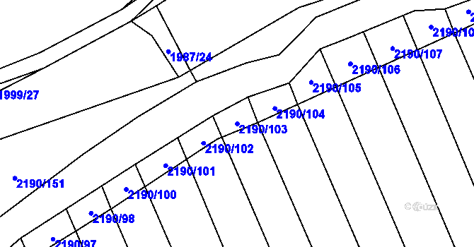 Parcela st. 2190/103 v KÚ Žichlice u Hromnic, Katastrální mapa