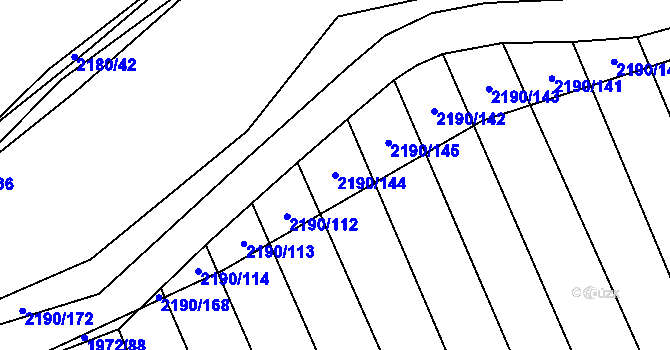 Parcela st. 2190/144 v KÚ Žichlice u Hromnic, Katastrální mapa
