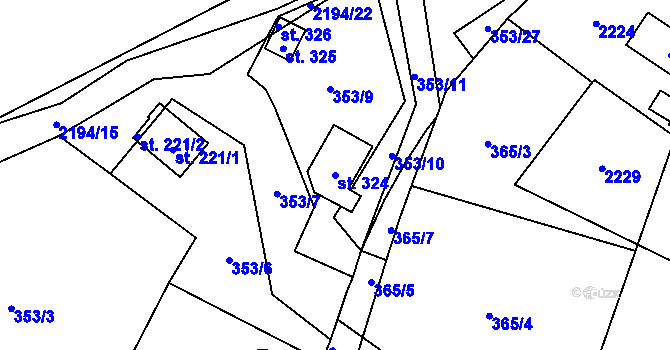 Parcela st. 324 v KÚ Žichlice u Hromnic, Katastrální mapa