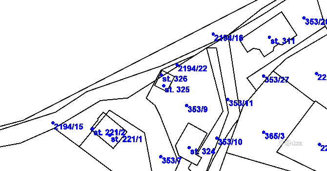 Parcela st. 325 v KÚ Žichlice u Hromnic, Katastrální mapa