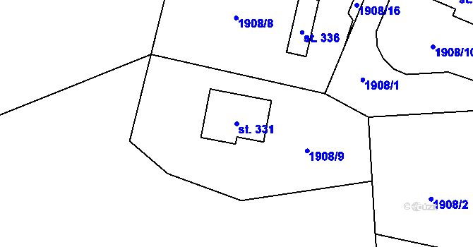 Parcela st. 331 v KÚ Žichlice u Hromnic, Katastrální mapa