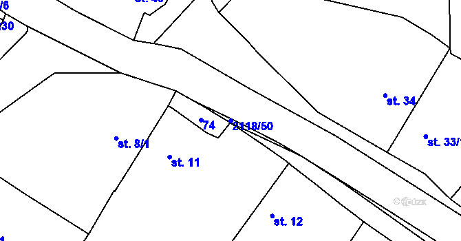Parcela st. 2118/50 v KÚ Žichlice u Hromnic, Katastrální mapa