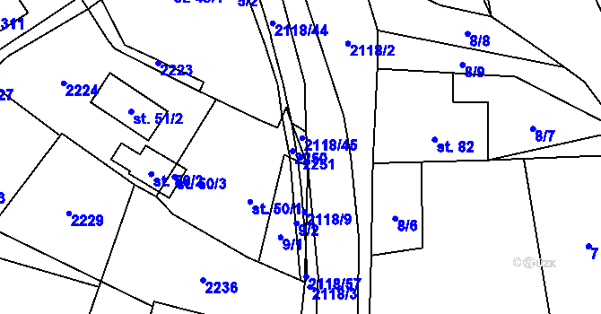 Parcela st. 2251 v KÚ Žichlice u Hromnic, Katastrální mapa