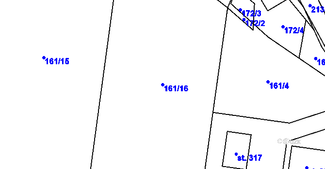 Parcela st. 161/16 v KÚ Žichlice u Hromnic, Katastrální mapa