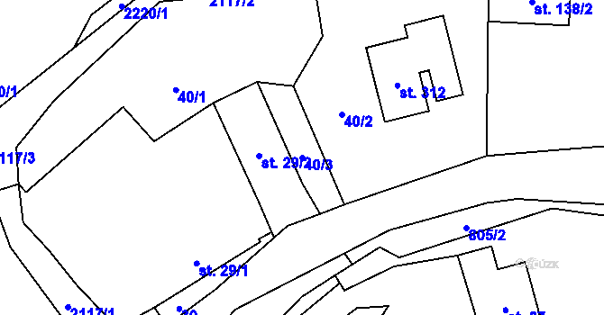 Parcela st. 40/3 v KÚ Žichlice u Hromnic, Katastrální mapa