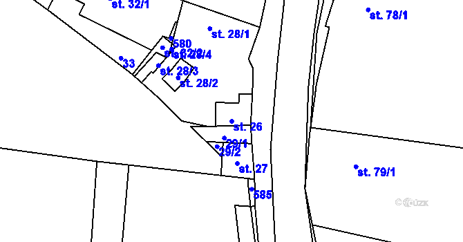Parcela st. 26 v KÚ Hronětice, Katastrální mapa