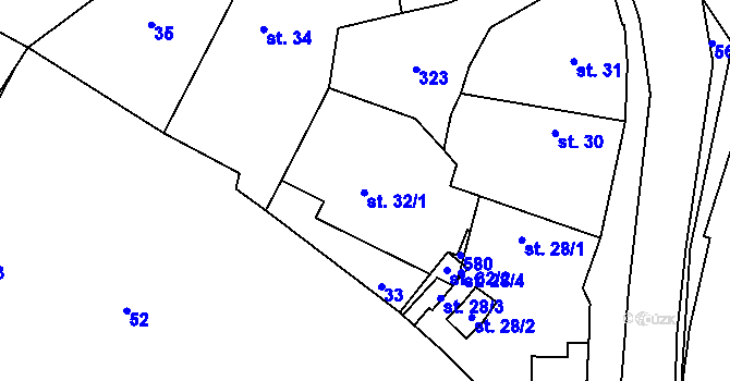 Parcela st. 32 v KÚ Hronětice, Katastrální mapa