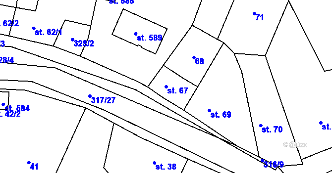 Parcela st. 67 v KÚ Hronětice, Katastrální mapa