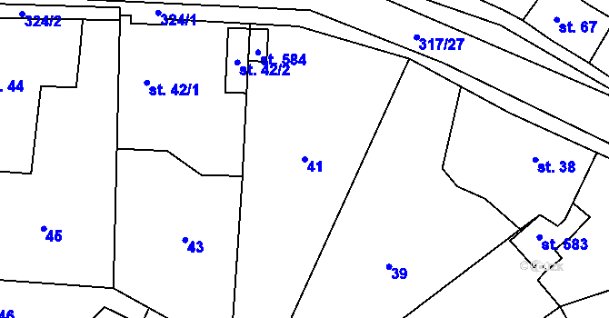 Parcela st. 41 v KÚ Hronětice, Katastrální mapa