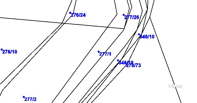 Parcela st. 277/1 v KÚ Hronětice, Katastrální mapa