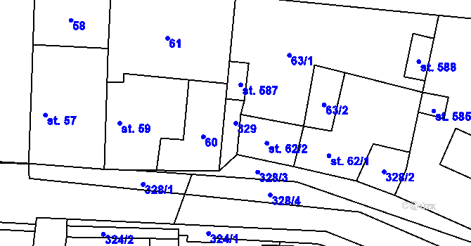 Parcela st. 329 v KÚ Hronětice, Katastrální mapa