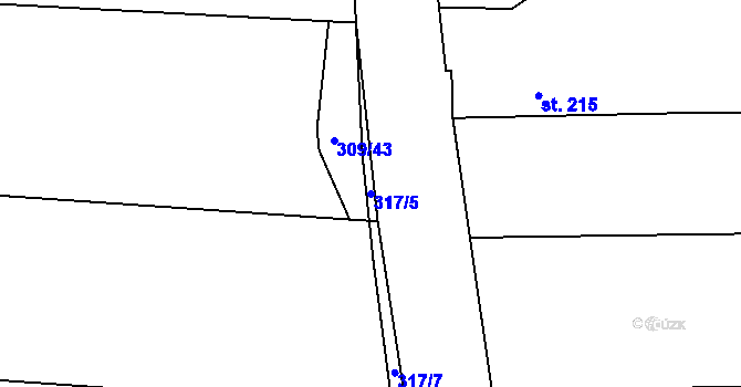 Parcela st. 317/5 v KÚ Hronětice, Katastrální mapa