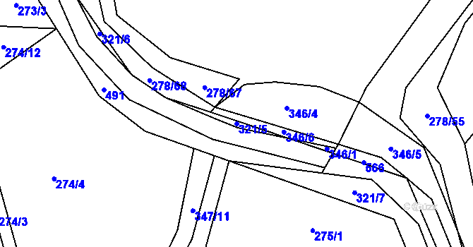 Parcela st. 321/5 v KÚ Hronětice, Katastrální mapa
