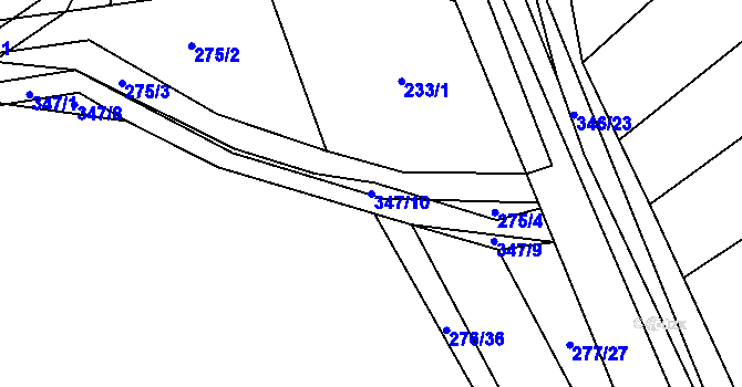 Parcela st. 347/10 v KÚ Hronětice, Katastrální mapa