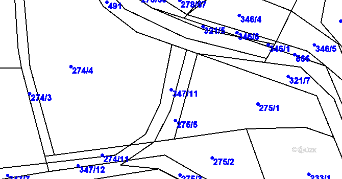 Parcela st. 347/11 v KÚ Hronětice, Katastrální mapa