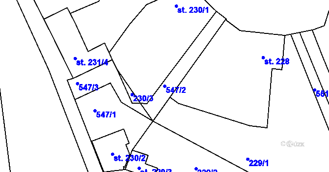 Parcela st. 547/2 v KÚ Hronětice, Katastrální mapa