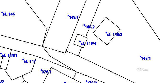 Parcela st. 149/4 v KÚ Hronětice, Katastrální mapa