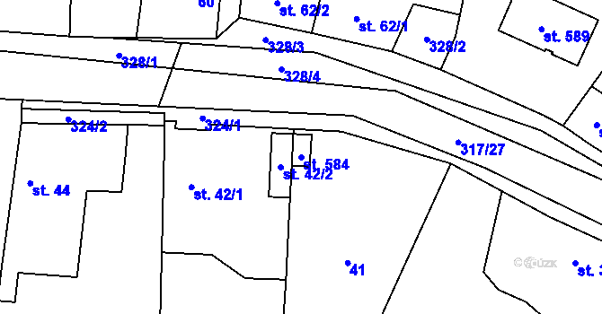 Parcela st. 584 v KÚ Hronětice, Katastrální mapa