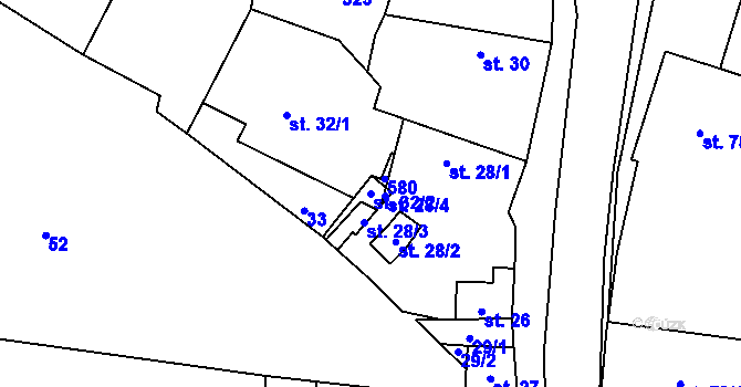 Parcela st. 32/2 v KÚ Hronětice, Katastrální mapa