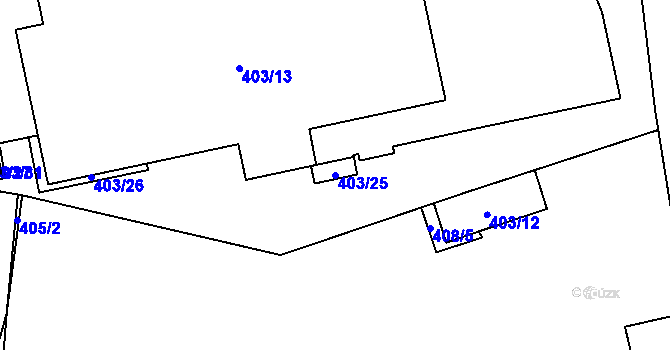 Parcela st. 403/25 v KÚ Hronov, Katastrální mapa