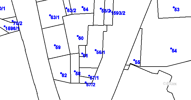 Parcela st. 56/1 v KÚ Hronov, Katastrální mapa