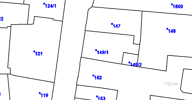 Parcela st. 149/1 v KÚ Hronov, Katastrální mapa