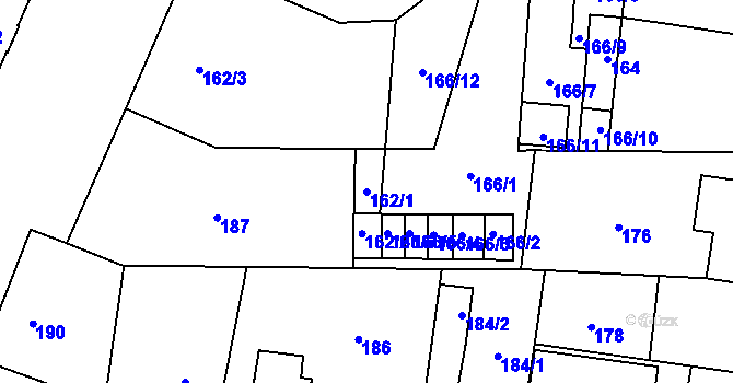 Parcela st. 162/1 v KÚ Hronov, Katastrální mapa