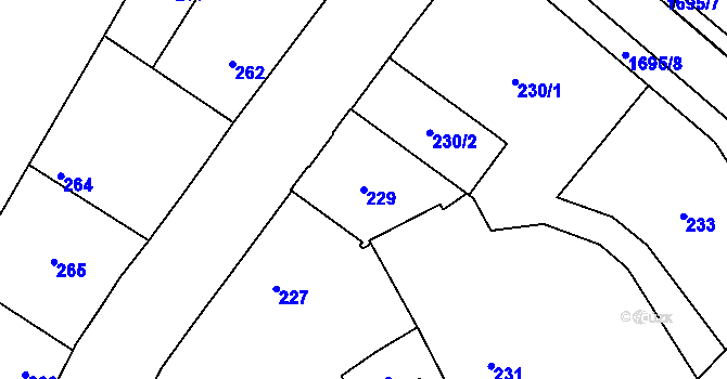 Parcela st. 229 v KÚ Hronov, Katastrální mapa